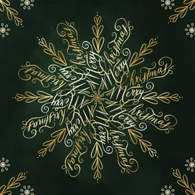 Merry christmas sneeuwvlok typografie met goudfolie