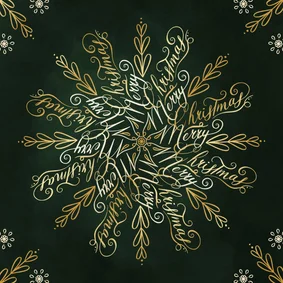 Merry christmas sneeuwvlok typografie met goudfolie