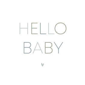 Minimalistisch felicitatiekaartje hello baby blauw en hartje