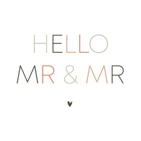 Minimalistisch felicitatiekaartje hello mr & mr met hartje