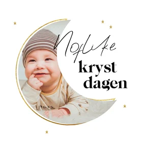 Minimalistisch Fries kerstkaartje met foto in maankader