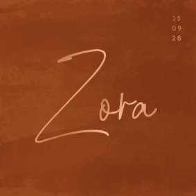 Minimalistisch geboortekaartje roestbruin waterverf