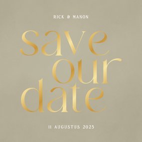 Minimalistisch save the date kaartje groen typografisch