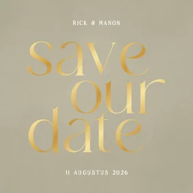 Minimalistisch save the date kaartje groen typografisch