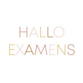 Minimalistisch wenskaartje hallo examens in roze geel