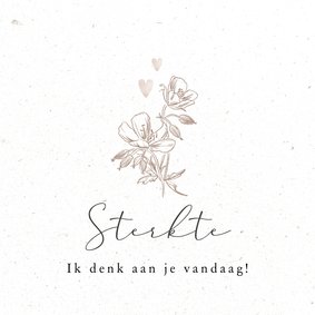 Minimalistische moederdagkaart sterkte denken aan bloem hart