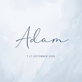 Minimalistische neutrale rouwkaart met blauwe waterverf