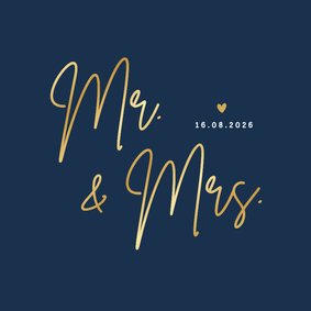 Minimalistische trouwkaart Mr & Mrs - wij zijn getrouwd!