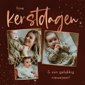 Modern foto-kerstkaartje rood met fotocollage koper