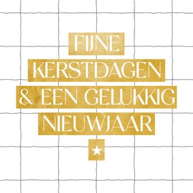 Modern kerstkaartje met ruitjes goud kerstwens