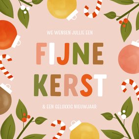 Modern kerstkaartje met vrolijk patroon fijne kerst