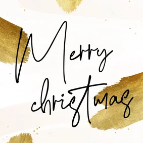 Modern kerstkaartje typografie Merry Christmas gouden verf