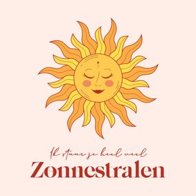 Modern sterkte kaartje met zonnetje ik stuur je zonnestralen