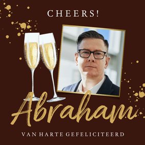 Moderne Abraham kaart met champagneglas, foto's en goud