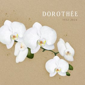 Moderne bloemen rouwkaart met illustratie van een orchidee