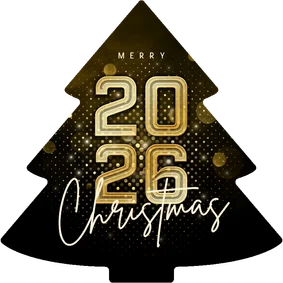 Moderne kerstboom kaart zakelijk 2026 futuristisch