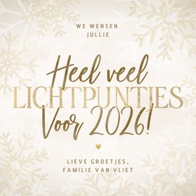 Moderne kerstkaart heel veel lichtpuntjes voor 2026