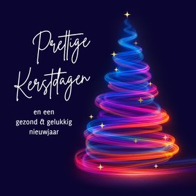 Moderne kerstkaart kerstboom licht sprankelend goud