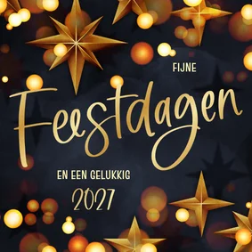 Moderne kerstkaart kerstster goud blauw