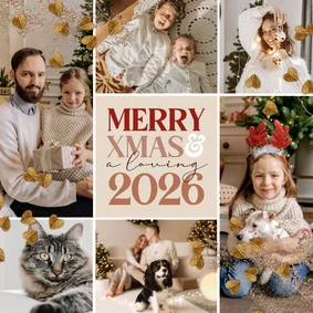 Moderne kerstkaart liefdevolle feestdagen collage harten