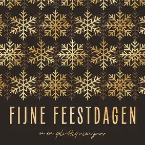 Moderne kerstkaart met goudfolie sneeuwvlokken