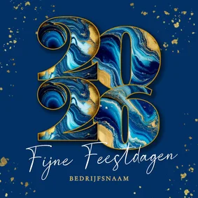 Moderne kerstkaart zakelijk met marmeren 2026 donker blauw