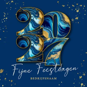 Moderne kerstkaart zakelijk met marmeren 2027 donker blauw