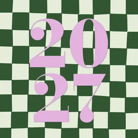 Moderne kerstkaarten met groene blokjes 2027