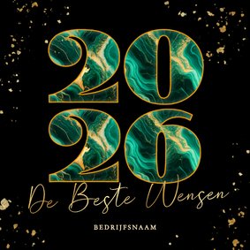 Moderne luxe kerstkaarten marmer jaartal zwart en groen