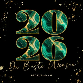 Moderne luxe kerstkaarten marmer jaartal zwart en groen