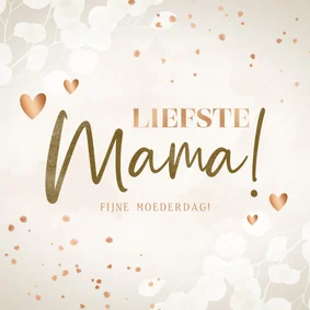 Moderne Moederdag kaart eucalyptus hartjes 'Liefste mama!'