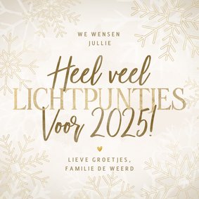 Moderne nieuwjaarskaart heel veel lichtpuntjes voor 2025!