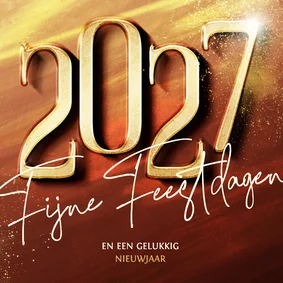 Moderne oranjerode zakelijke kerstkaart 2027 in goudlook