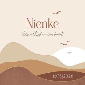 Moderne rouwkaart landschap horizon vogels