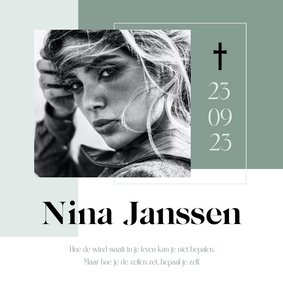 Moderne rouwkaart met foto