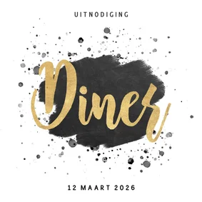 Moderne uitnodiging Diner met goud en zwarte spetters