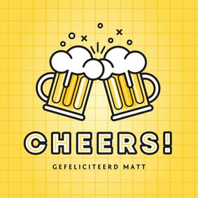 Moderne verjaardagskaart bierpullen en cheers!