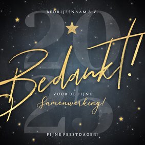 Moderne zakelijke kerstkaart bedankt met sterren en 2025