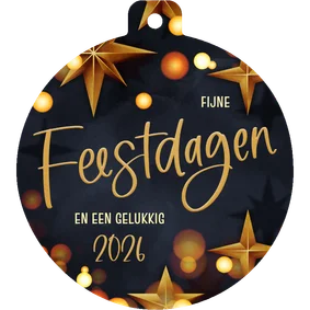 Moderne zakelijke kerstkaart in kerstbalvorm met sterren