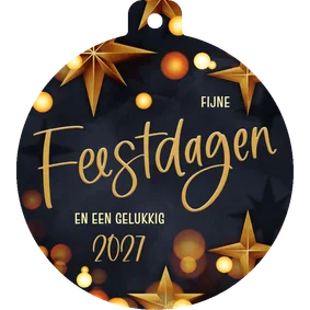 Moderne zakelijke kerstkaart in kerstbalvorm met sterren