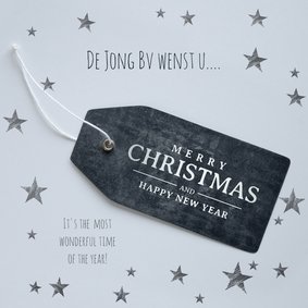 Moderne zakelijke kerstkaart met zwart label