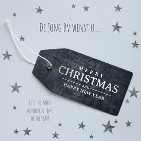 Moderne zakelijke kerstkaart met zwart label