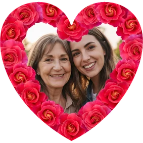 Moederdag fotokaart hart met rozenkader