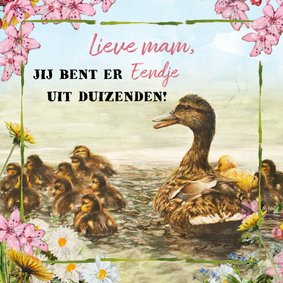 Moederdag kaart eendje uit duizenden