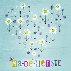 Moederdag kaart met madeliefjes in een hart