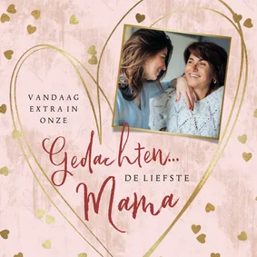 Moederdag kaart voor een overleden moeder hartjes goud foto