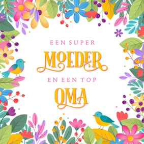 Moederdag kaart voor oma zomers botanisch kleurrijk
