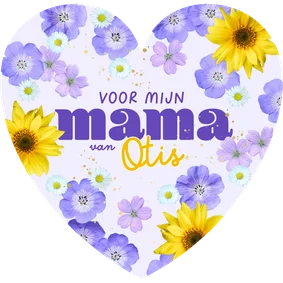 Moederdag kaartje hart met bloemen