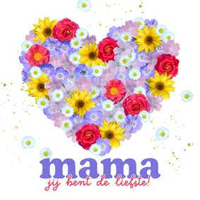 Moederdag kaartje vrolijk bloemenhart