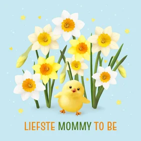 Moederdag narcissen met kuiken